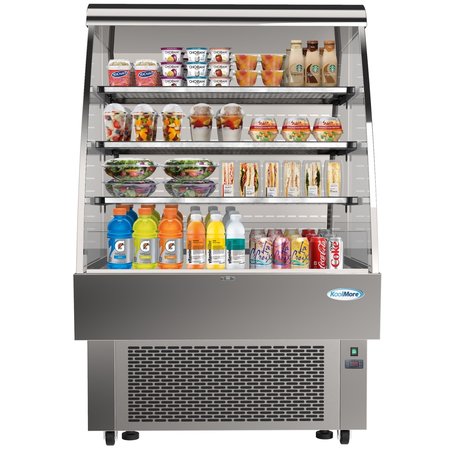 KOOLMORE Open Air Merchandiser Grab and Go Refrigerator with LED Lighting and Night Curtain - 13.4 cu.ft CDA-13C
